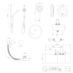 Aqualisa Optic Q Exposed valve Gravity-pumped Smart Digital mixer Shower with overflow bath filler & Adjustable head