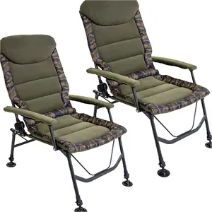 2-Pack Adjustable Reclining Portable Fishing Chair for Outdoor Comfort