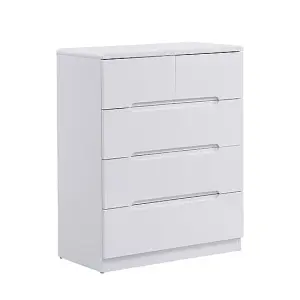 Manhattan High Gloss Chest Of 5 Drawers In White