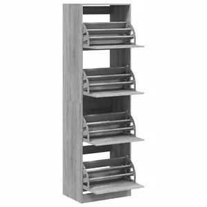 Berkfield Shoe Cabinet with 4 Flip-Drawers Grey Sonoma 60x42x204 cm