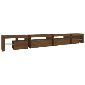 Berkfield TV Cabinet with LED Lights Brown Oak 290x36.5x40 cm