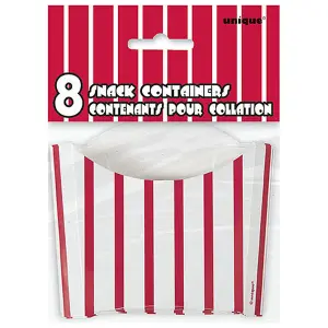 Unique Party Treat Boxes (Pack Of 8) Red Stripes (One Size)