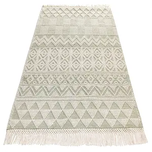 Ivory Geometric Kilim Luxurious Modern Easy to clean Rug for Dining Room Bed Room and Living Room-200cm X 280cm