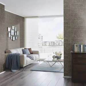 Erismann Paradisio Wood Block Tiles Pattern Wallpaper Square Faux Effect Bark Glitter Brown 6304-33