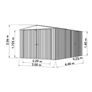 Absco 10ft x 15ft Garden Utility Workshop Green Apex Roof Storage Shed Double Doors