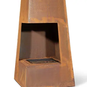 Stylish 45x150cm Corten Steel Chiminea Wood Burner for Outdoor Fire Pits