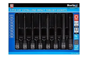 BLUESPOT Impact Torx Extra Long 8pc 3/8" Star Bit Socket Set T25 - T60 01593