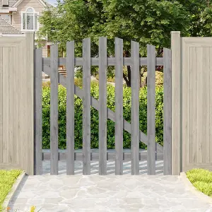 Grey Outdoor Picket Wooden Gate Freestanding Garden Fence Door W 120cm H 120cm