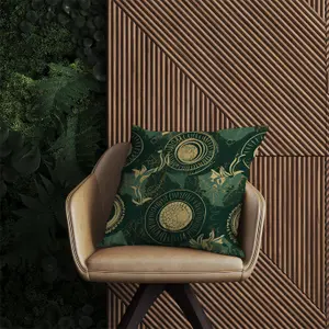 Abstract Green Gold Moon Pattern Outdoor Cushion 45cm x 45cm