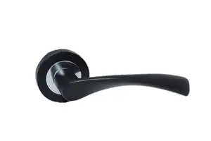 Astrid Door Handles Latch Twist Lever on Rose Duo - Matt Black Chrome 120mm