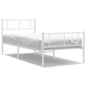 Berkfield Metal Bed Frame with Headboard and Footboard White 75x190 cm