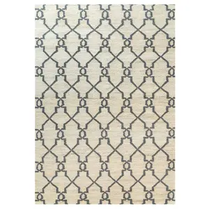 Modern Cream Trellis Geometric Jute Area Rug 120x170cm