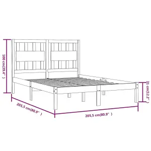 Berkfield Bed Frame Black Solid Wood Pine 200x200 cm