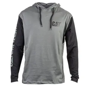 Caterpillar - Hooded Long Sleeve Tee - Grey - Tee Shirt - XXXXL