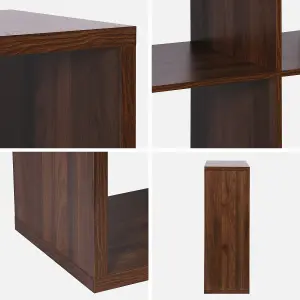 sweeek. 3-level cubic bookshelf with 9 compartments Basiks Walnut 111.2x39x111.2 cm