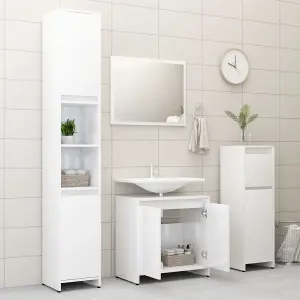 Berkfield Bathroom Furniture Set High Gloss White Engineered Wood