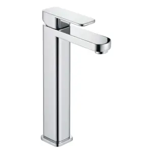 Galla Polished Chrome Square Deck-mounted Tall Basin Mono Mixer Tap