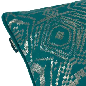 Paoletti Tayanna Geometric Foil Printed Piped Polyester Filled Cushion