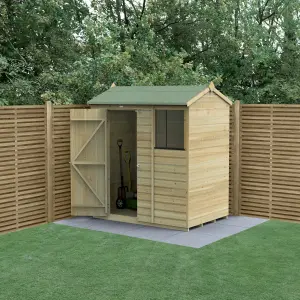 Forest Garden Beckwood 6x4 ft Reverse apex Natural timber Wooden Shed with floor & 1 window