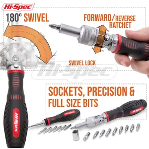 Hi-Spec 61pc 1/4 inch Driver Bit & Socket Set with Ratchet Screwdriver Handles. Torx, Hex & Small Precision Screw Bits