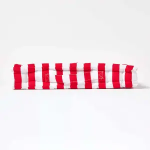 Homescapes Cotton Red Thick Stripe Floor Cushion, 50 x 50 cm