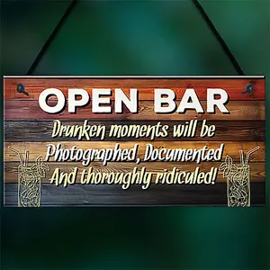 Red Ocean OPEN BAR Sign Novelty Home Bar Sign Pub Man Cave Sign Funny Bar Signs And Plaques Gift Friendship Gift For Him Her