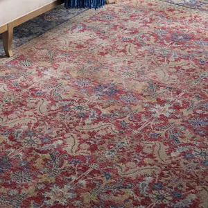 Red Traditional Persian Easy to Clean Floral Rug For Bedroom Dining Room Living Room -239cm X 300cm