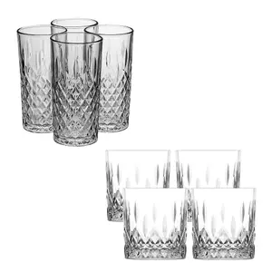 Queensway Home & Dining Combo Pack of 330/356ml Whiskey Drinking Highball Tumblers Glasses Set of 8