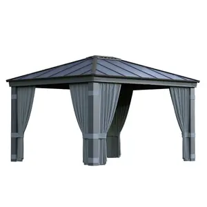 Palram - Canopia Dallas Grey Gazebo curtain, Pack of 4 (L)2120mm (W)4090mm