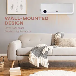 HOMCOM 1000W/2000W Wall Downflow Heater 10-49 degree Temperature w/ Timer Remote