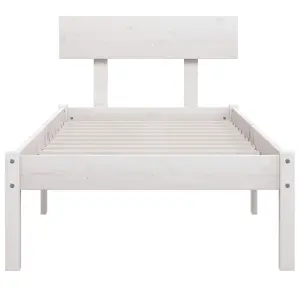 Berkfield Bed Frame White Solid Wood Pine 90x190 cm Single