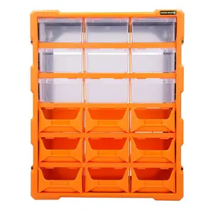 TOUGH MASTER Small Parts Multi Drawer Organiser Wall Mount or Freestanding Plastic DIY Storage Cabinet - 18 Drawers (TM-UPT-6011)