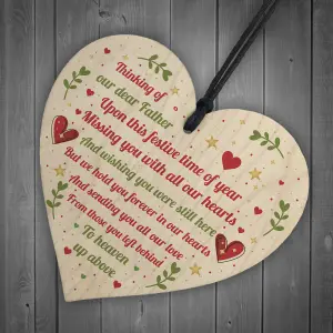 Dad Memorial Christmas Decoration Wooden Hanging Heart In Memory Plaque Gift For Dad