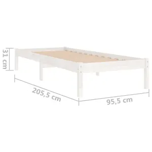 Berkfield Bed Frame White Solid Wood Pine 90x200 cm