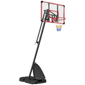 SPORTNOW Adjustable Basketball Hoop with Weighted Base, 2.4-2.9m, Red