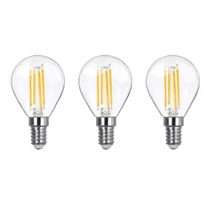 40w Equivalent LED Filament Light Bulb G45 Golf Ball E14 Screw 3.5w LED - Warm White - Pack of 3