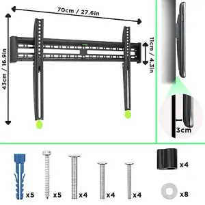 Duronic TVB121M Full Range TV Bracket, Swivel and Tilt Wall Mount with VESA 600x400 for Flat Screen Television 37-65"