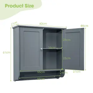 Costway Wall Mounted Bathroom Cabinet Hanging Medicine Cabinet w/ Towel Bar