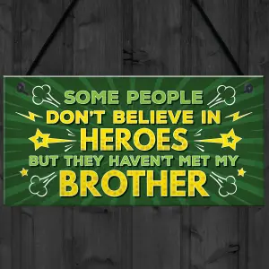 Red Ocean Brother My Hero Family Brother Gifts Novelty Funny Hanging Sign Plaque Gifts For Christmas Birthday