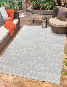 Modern Triangle Design Outdoor-Indoor Rugs Silver 120x170 cm