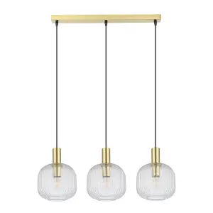 GoodHome Lybia Satin Brass 3 Lamp LED Pendant ceiling light, (Dia)740mm