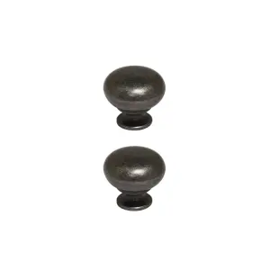 GoodHome Chervil Satin Pewter effect Kitchen cabinets Round Pull handle (L)3.2cm (D)30.5mm, Pack of 2