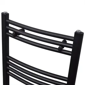 Black Bathroom Central Heating Towel Rail Radiator Curve 500x1160mm