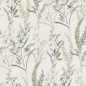 Fresco Jasmin Fern Floral Green Wallpaper