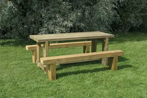 Refectory Table and Sleeper Bench Set - 1.8m