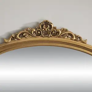 Overmantle Mirror Richmond Arched Shape with Antique Gold Frame-H 91cm x W 122cmx D 5cm For Hanging in the Living Room or Bedroom