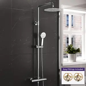 Nes Home Modern Round Exposed 2 Way Thermostatic Mixer Shower Set With Easy Fittings