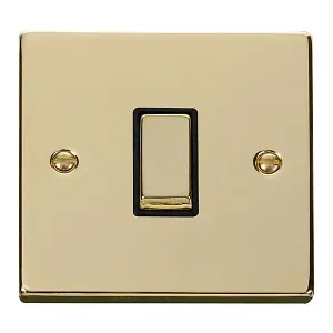 Polished Brass 10A 1 Gang 2 Way Ingot Light Switch - Black Trim - SE Home