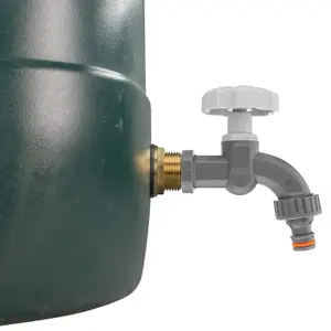 Water Butt Replacement Tap BRASS Metal Lever UK Bib Outlet Barb Quick Hosepipes  Plastic Dial Tap (Grey) 1"