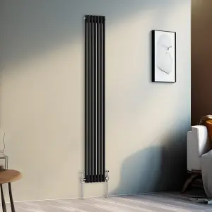 Right Radiators 1800x290 mm Vertical Traditional 2 Column Cast Iron Style Radiator Black